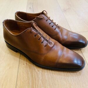 Massimo Matteo Firenze Dress Shoes Brown Leather Oxford Italy Office Work Size 9